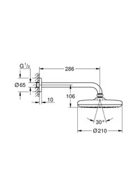 Resim Grohe New Tempesta Tepe Duşu ve Dirseği 21 CM Krom - 26412000. 