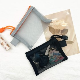 Resim 5 Adet Mini Fermuarlı File Çanta Naylon Makyaj Organizatörü Taşınabilir Seyahat Kozmetik Çantası Seti Güzellik Aksesuarları Tutucu Gri 