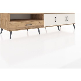 Resim Kronos Tv Ünitesi 3 Raflı Tek Çekmeceli 3 Kapaklı 220x59x51 Çam-aytaşı/çam Aytası/atlas Çam - Atlas Çam 