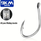 Resim 9KM 50 adet Canlı Yem Kancaları Tuzlu Su Balıkçılığı Kancaları Gözü Olmayan Balıkçılık Kancaları Geniş Boşluklu Kedi Balığı Kancaları Ahtapot Yuvarlak Kancalar Ters Kancalar 