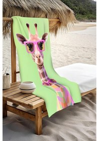Resim Dijital Baskı Plaj Deniz Havlusu Zürafa Desenli Peştamal Hvl0133 Renkli 