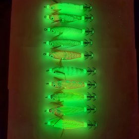 Resim 10 Adet Karanlıkta Parlayan Kalamar Jigleri - Gece Denizi & Tekne Balıkçılığı için Luminous Yemler, Dayanıklı PS/Silikon Yapı 