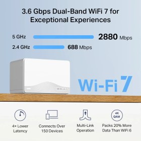 Resim Halo H25BE(3-PACK) | Wi-Fi 7 Mesh Sistemi | BE3600 Mbps Hız | Fiber Uyumlu | Dual-Band | 3X1G Port | 650 M² Kapsama | Mlo | 320 Mhz, 4k-Qam | 8k Yayın | Kolay Kurulum ve Kullanım 