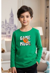 Resim Fyk Kids Sıfır Yaka Game Mode Baskılı Erkek Çocuk Sweatshirt Yeşil 