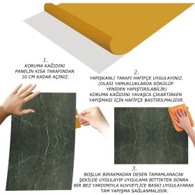 Resim Tink Kendinden Yapışkanlı Siyah Yeşil Mermer Desenli Pvc Panel 41X62 cm (12 Adet) 3 M² 