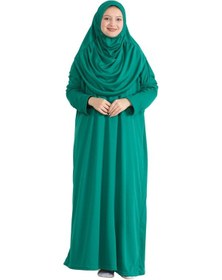 Resim Modish Group Keseli Namaz Elbisesi Eşarp Ve Tesbih Hazır Tesettür Giyim Türban Müslüman Giysi Takım Yeşil 