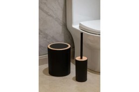 Resim Storemax Quardi Banyo Seti Modern Çizgili - 7 Litre Kova 4 Parça Banyo Çöp Kovası Seti (Gri) 