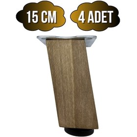 Resim Kale Eğimli Ayarlı Ahşap Ayak Mobilya Masa Ve Dolap Ayağı 15cm 4 Adet Koyu Ceviz Ceviz Ağacı Ceviz 