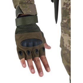 Resim Bbox Tactical Outdoor Kesik Parmaksız Eldiven Asker Polis Dağcı Sporcu Bisikletçi Kemik Eldiveni 