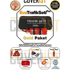 Resim Eva Trafik Seti Plus - 1 Kg Yangın Tüpü - 2 Yıllık - Siyah - Gold Paket 