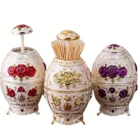 Resim Otomatik Çıkan Kürdanlık - Kırmızı, Pembe ve Mor Vintage Desenli Şık Gül Motifli Masa veya Mutfak Organizatörü - İtme Mekanizmalı Dayanıklı Plastik Yapı, Yemek Masası, Parti, Noel Dekoru İçin - Dekoratif Merkez Parça, Kürdanlık Tutucu, Avrupa Tarzı Tasarım, Detaylı Desenler, Sağlam Yapı, Ev Dekorasyonu, Masa Aksesuarı 