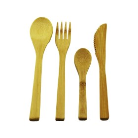 Resim Nemere 4pcs Ahşap Bambu Mutfak Seti 2 Kaşık - Çatal - Bıçak (4887) 