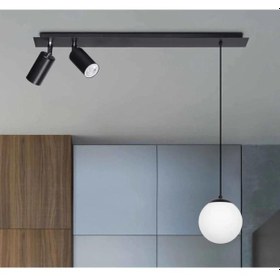 Resim Rsylight Retro Masa Üstü 3 Lü 180derce Ledli Beyaz Opal Camlı Sarkıt Led Spot Günışığı Ampüllü Siyah 