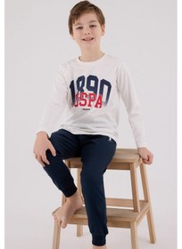 Resim U.S. Polo Assn. U.s. Polo Assn Erkek Çocuk Beyaz Pijama Takımı Us2203-c-v1 