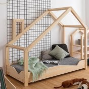 Resim MiniWood Montessori Bebek ve Çocuk Karyolası Unisex Ahşap Yatak 