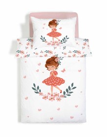 Resim Evmila Çiçekli Kız Desenli Nevresim Takımı - 160x220cm Nevresim +50x70cm Yastık Kılıfı+100x200cm Çarşaf 