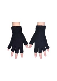 Resim Ahsem Scarf Parmaksız Kesik Yarım Parmak Eldiven Unisex Siyah 