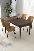 Resim Canisa Concept Nil Serisi 70x110 Sabit Mutfak Masası Takımı Barok Desen Masa 4 Cappucino Sandalye 