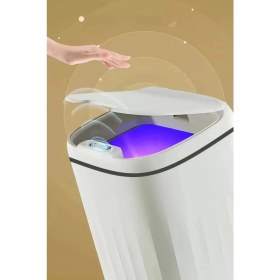 Resim Akıllı Teknolojik Sensörlü Çöp Kovası Işık Antibakteriyel Koku Geçirmez Ofis Banyo Mutfak 20L Uv 