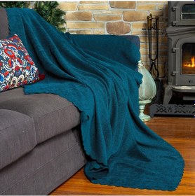 Resim Jakarlı Şönil Koltuk Örtüsü Çekyat Örtüsü Koltuk Şalı 175x300 Kaymaz Turkuaz Turkuaz 