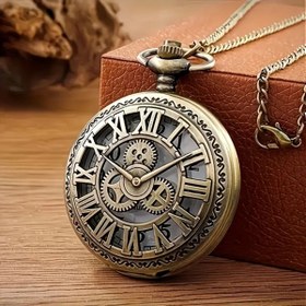 Resim Askımo Kabartmalı Köstekli Cep Saati Vintage Retro Hediyelik Roma Romen Rakamlı Saat 