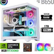 Resim XASER Lexus x570 Ryzen 5 7500F 32GB Ram 1TB M.2 NVMe SSD 8GB RTX5060 Sıvı Soğutmalı Beyaz Oyuncu Bil 