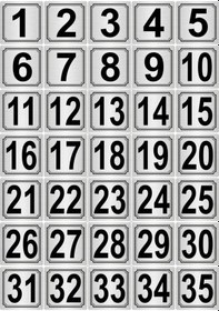 Resim Gümüş Renk Metal Numara 10cmx10cm 35 Adet 