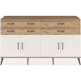 Resim Arges Konsol 3 Raflı 6 Çekmeceli 4 Kapaklı 176x30x99 Çam-aytaşı/çam Aytası/atlas Çam - Atlas Çam 