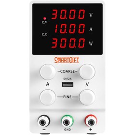 Resim SMARTGIFT 0-30v/10a Ayarlanabilir Dc Güç Kaynağı Voltaj Regülatörü (usb Çıkış, 4 Dijit Ekran)-beyaz 