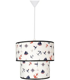 Resim Şenay Aydınlatma Çocuk Odası Silindir Kumaş Sarkıt -Beyaz Gemici 