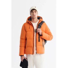 Resim AVVA Erkek Turuncu Kapüşonlu Su İtici Rüzgar Geçirmez -5°C Dayanıklı Şişme Comfort Fit Mont B006046 