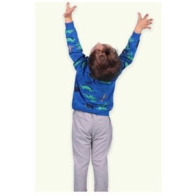 Resim Breeze Erkek Bebek Eşofman Takımı Dinozor Baskılı Mavi (9 Ay-1.5 Yaş) 