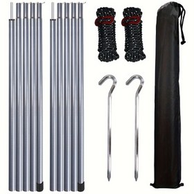 Resim 1 Takım 43.18 cm Uzatılabilir Çadır Direkleri Aksesuarlı Ağır Hizmet Tipi Ayarlanabilir Kamp Çadırı Direkleri, Taşınabilir Yedek Kano Çubukları Yağmur Uçuşu için, Tente, Açık Hava Kampı, Yürüyüş, Sırt Çantası, Güneşlik, Renkler Siyah/Gümüş seçin 