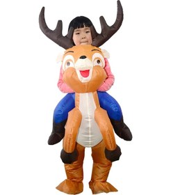 Resim Yaozixa "çocuklar İçin Noel Ren Geyiği Şişme Kostümü - Parti Ve Sahne Performanslarına Özel" Çok Renkli 