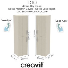 Resim Creavit D10 40 Cm Sağ Boy Dolabı Dafne Melamin Gövde Lake Kapak Mat Antrasit 