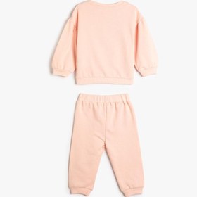 Resim Kız Bebek Pijama Takımı Parlak Baskılı Uzun Kollu Bisiklet Yaka Şardonlu 