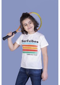 Resim Toontoy Kids Toontoy Erkek Çocuk Surfvibes Baskılı Tişört Ekru 