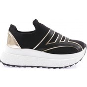 Resim Dgn 0170 Kadin Kalin Taban Sneakers Ayakkabi 0170-2024-R1536 Siyah - Altın 