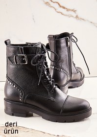 Resim Bambi Hakiki Deri Siyah Kadın Bot & Bootie K0751028503 
