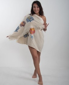 Resim Müslin Karışık Mercan Denizyıldızı Desenli Peştemal - Müslin 