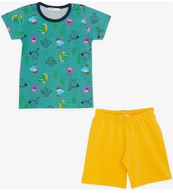 Resim Breeze Erkek Bebek Pijama Takımı Neşeli Hayvanlar Alemi Dostluk Temalı 9 Ay-3 Yaş, Yeşil-yeşil Yeşil 
