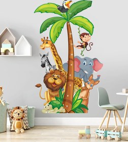 Resim Sevimli Hayvanlar Temalı Boy Ölçer Çok Amaçlı Çocuk Odası Duvar Sticker Seti - 67x110 cm / Renkli / Boy Ölçer 
