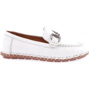 Resim Dgn 600-23y Kadin Dikiş Detayli Metal Tokali Loafer Ayakkabi 600-2109-R0198 Beyaz 