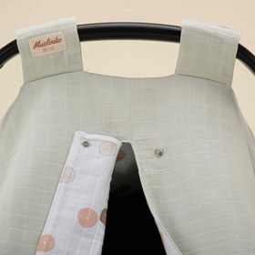 Resim Puset Örtüsü - Çift Taraflı - Mint Muslin - Puantiye 