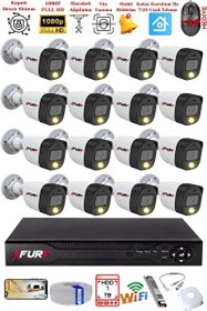Resim Fury 16 Kameralı 5 MP Lens 2 MP Görüntü Gece Renkli FHD Ultra Led Akıllı Güvenlik Kamerası Seti 1 TB 