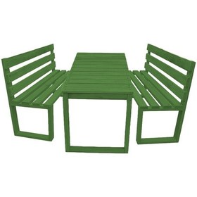 Resim Ahşap Bank Ve Masa Takımı Kahverengi 