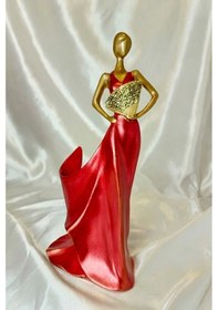 Resim Kırmızı Modern Bayan Şaraplık Kadın Led Işıklı Şişesi İle Beraber 