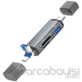 Resim ALLY ADS-307 3 IN 1 USB + Micro USB + Type-c OTG Kart Okuyucu 