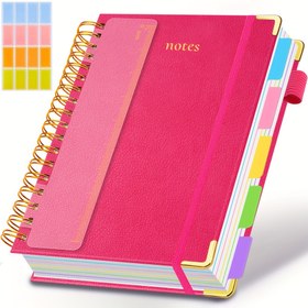 Resim GDGDSY A5 Spiral Defter Rulo ile - 300 Sayfa Sert Kapak Defter, 100GSM Kalın Kağıt, Vintage Stil, Yatay Çizgiler, Pembe Suni Deri Kapak, İş, Okul ve Kolej Planlaması için İdeal, Defterler ve Günlükler 