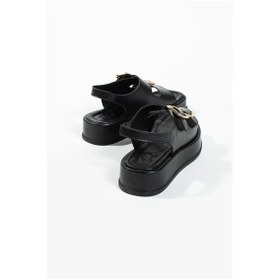 Resim Tokyo Dolgu Topuklu Çift Bantlı Toka Detaylı Kadın Sandalet Siyah 